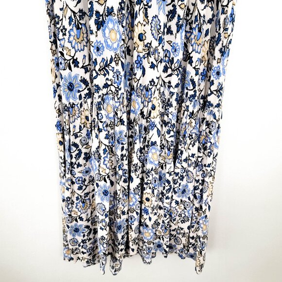Christy Dawn Cream and Blue Floral Short Sleeve Maxi Dress Small - Picture 8 of 11